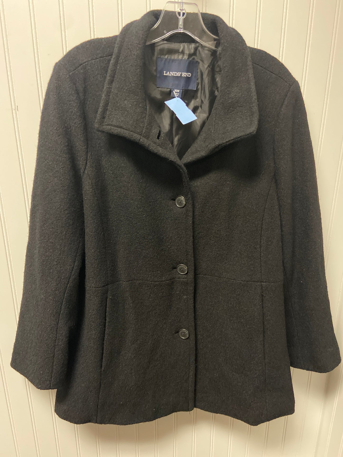 Coat Trench Coat By Lands End In Black, Size: Xl