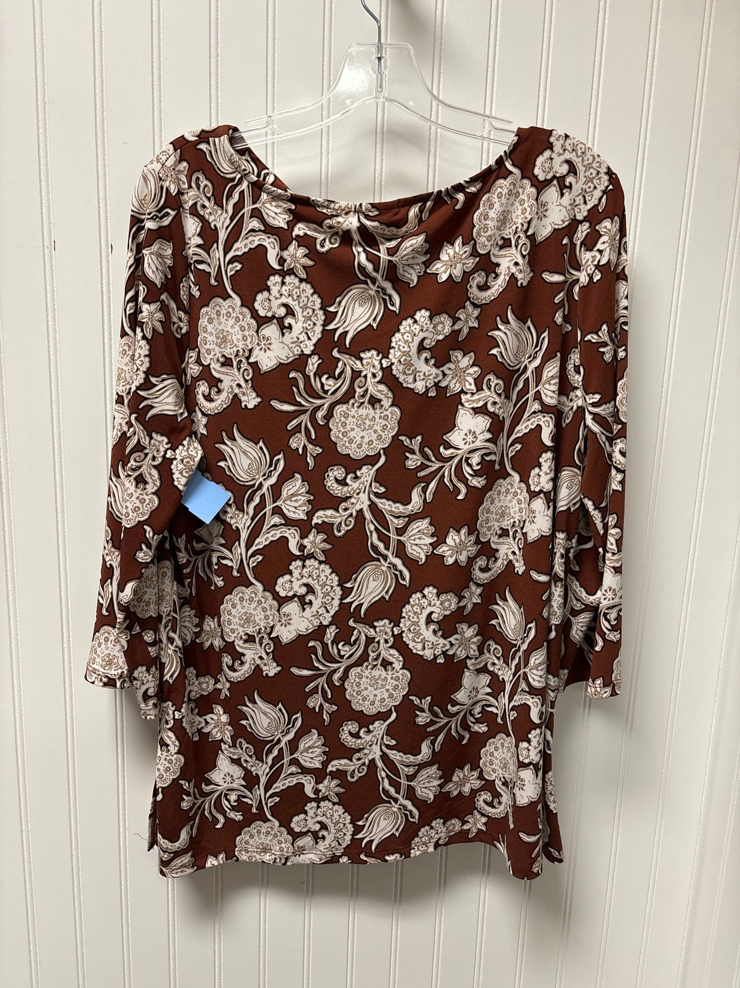 Top 3/4 Sleeve By Chicos In Brown, Size: L