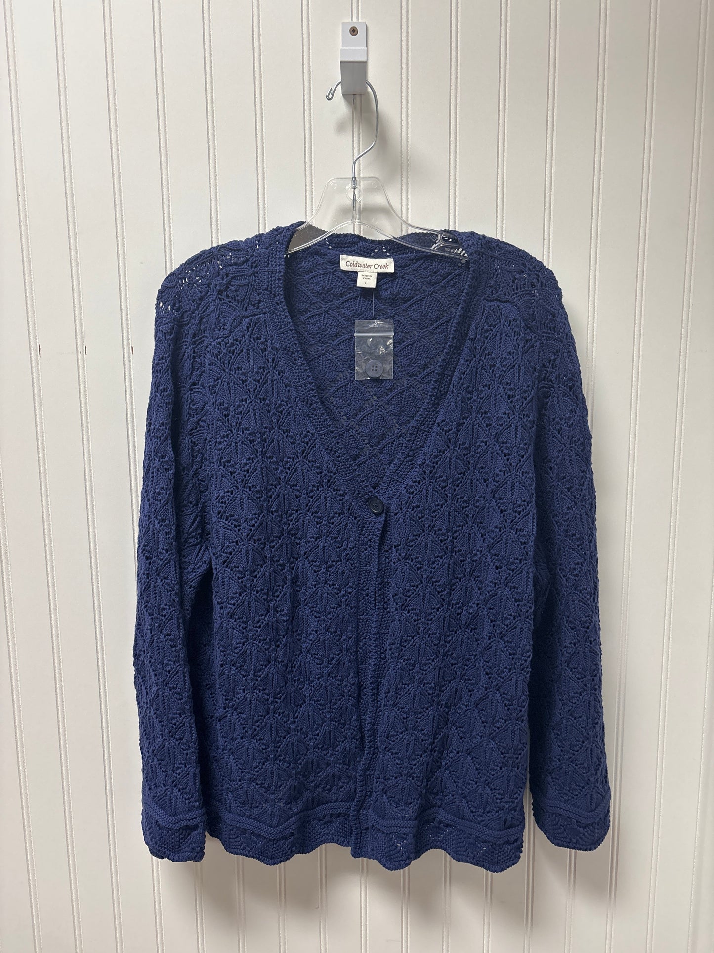 Sweater Cardigan By Coldwater Creek In Navy, Size: L