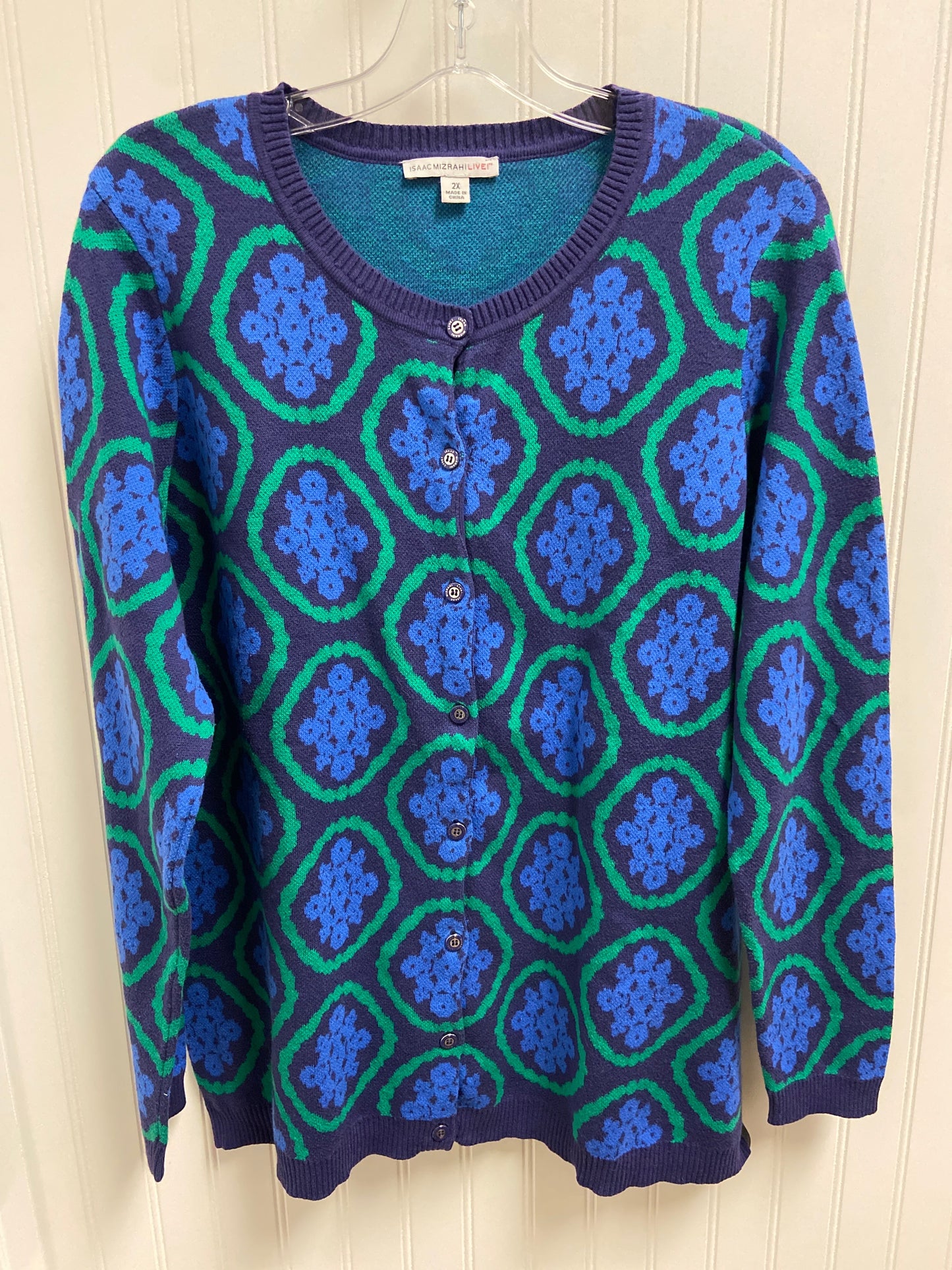 Sweater Cardigan By Isaac Mizrahi Live Qvc In Navy, Size: 2x