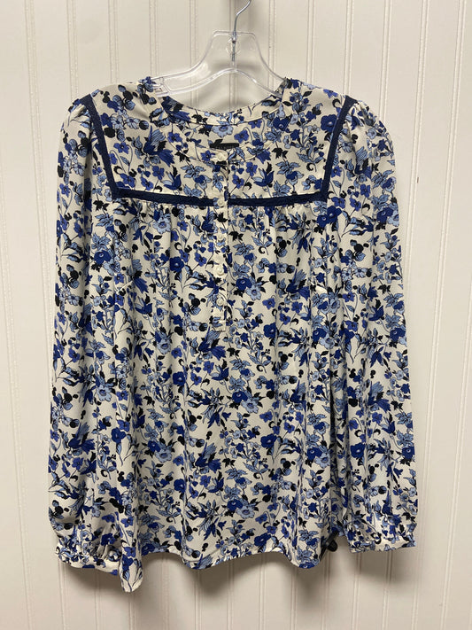 Blouse Long Sleeve By Talbots In Blue & White, Size: S