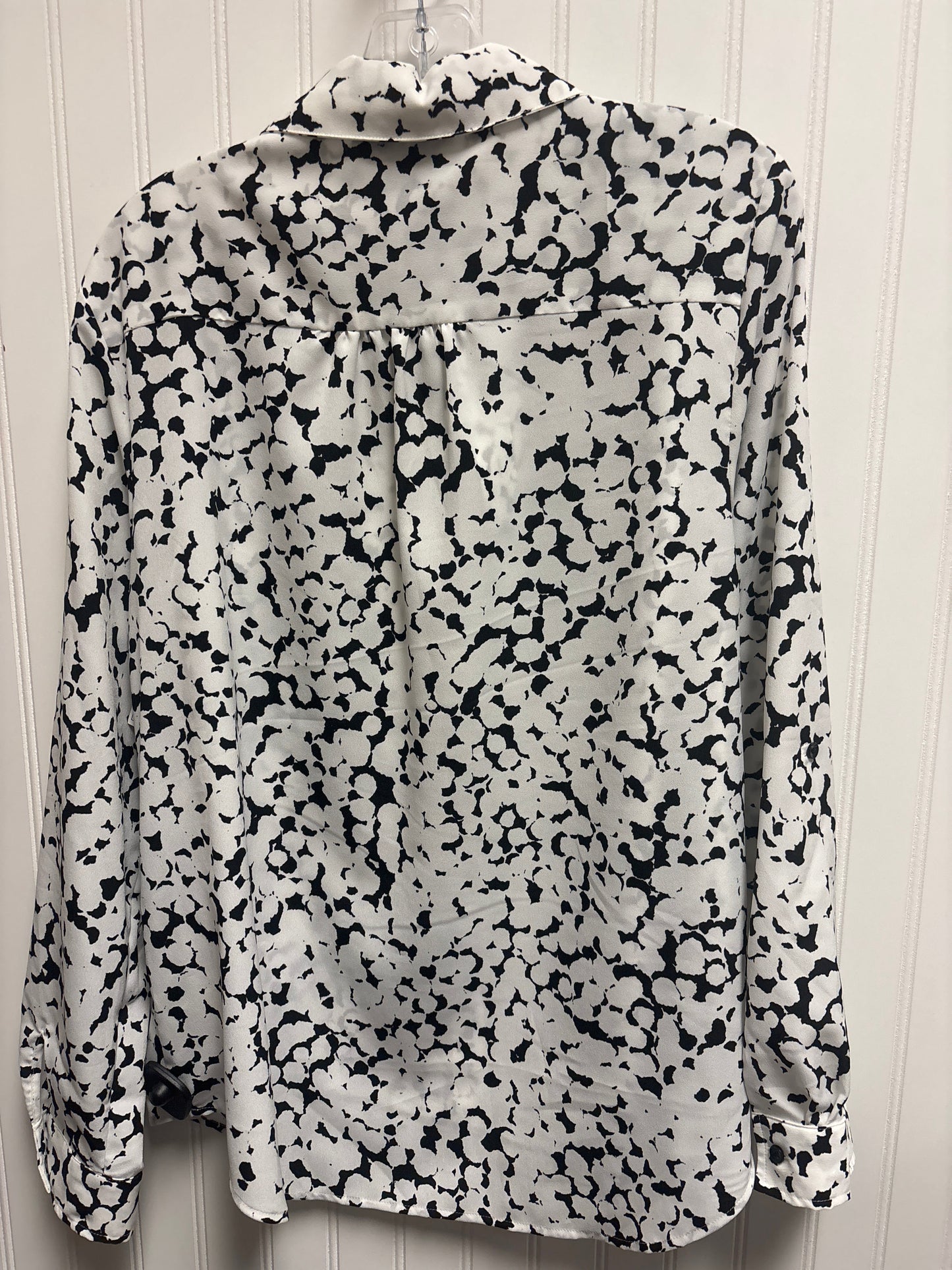 Blouse Long Sleeve By Dkny In Black & White, Size: L