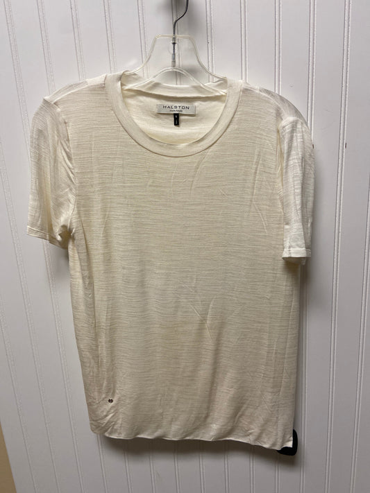 Top Short Sleeve Designer By Halston In Cream, Size: S