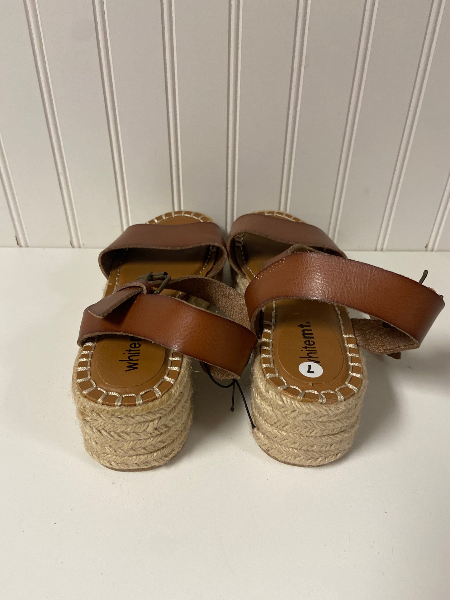 Sandals Heels Platform By White Mountain In Brown & Cream, Size: 7