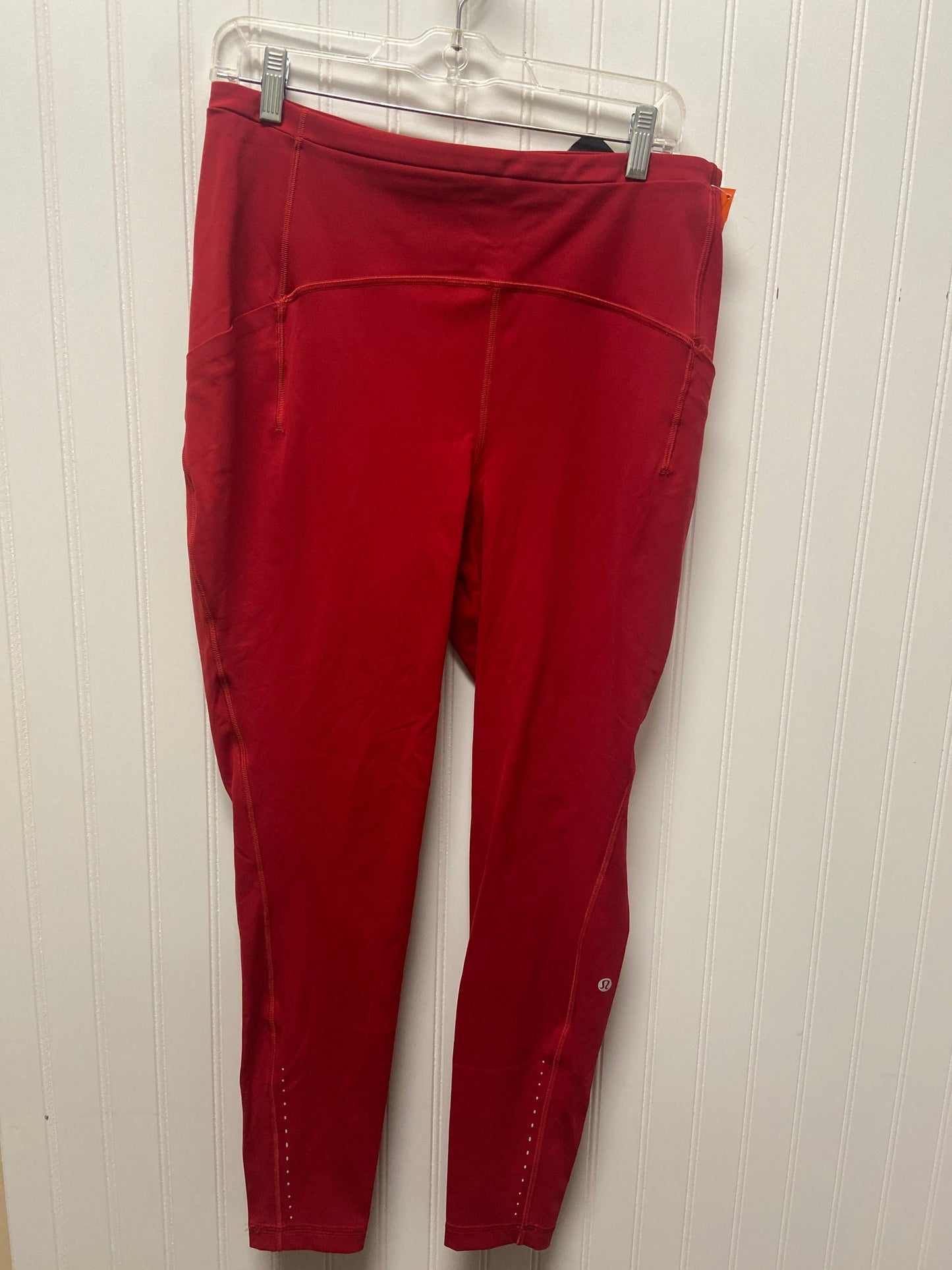 Athletic Leggings By Lululemon In Red, Size: L