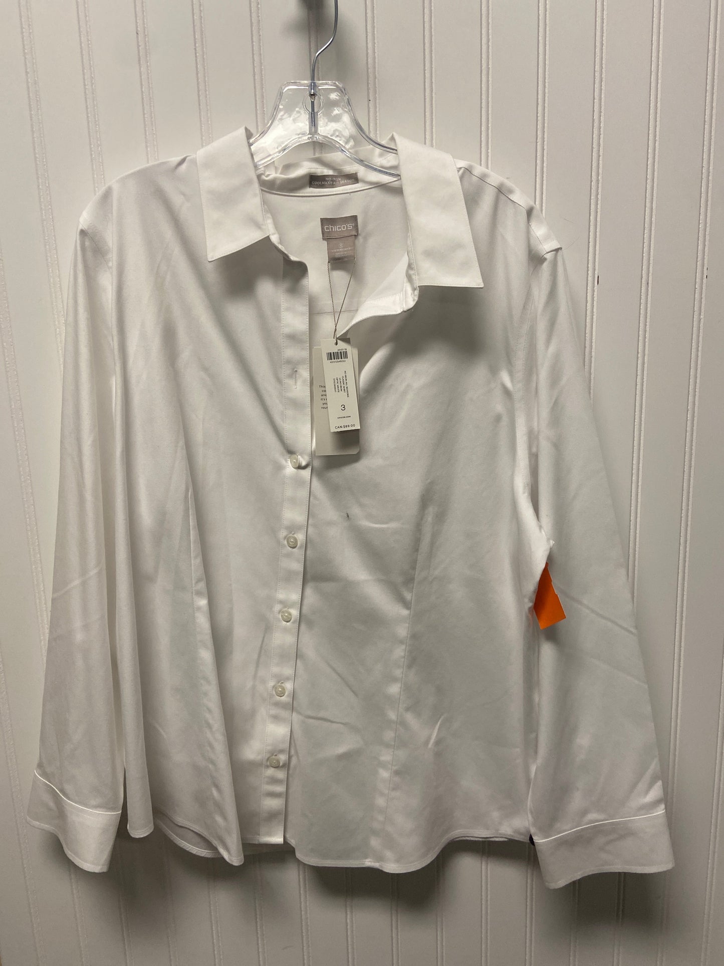 Top Long Sleeve By Chicos In White, Size: Xl