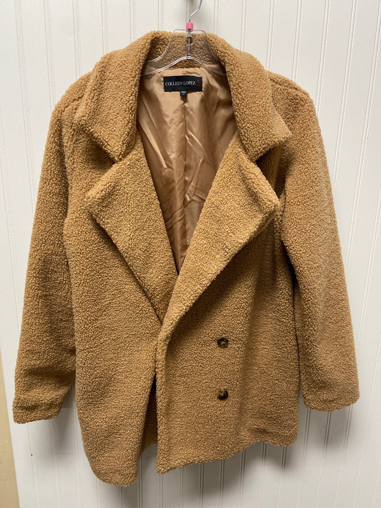 Coat Faux Fur & Sherpa By Clothes Mentor In Camel, Size: L