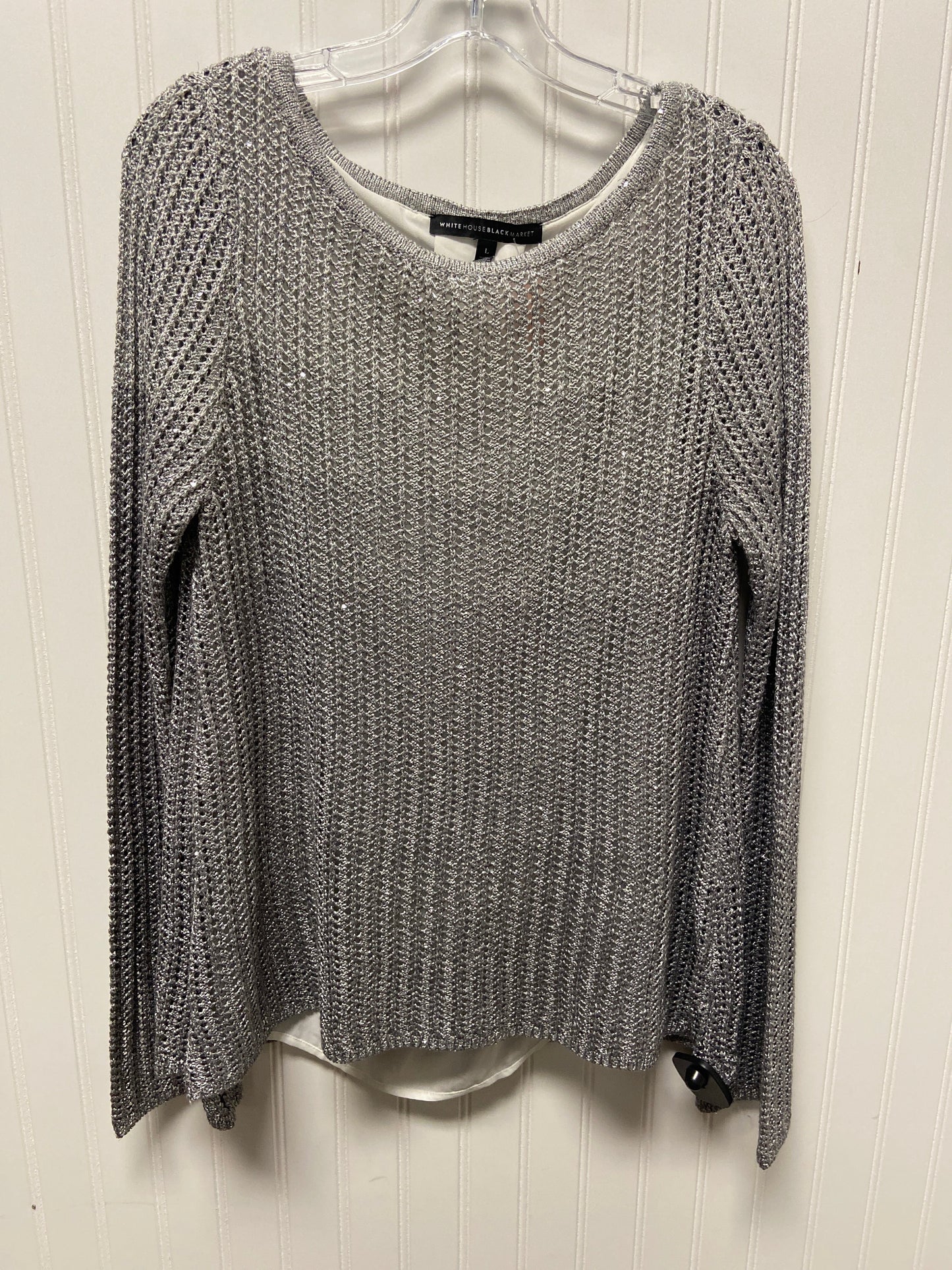 Sweater By White House Black Market In Grey White, Size: L