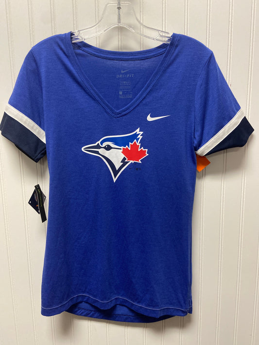 Athletic Top Short Sleeve By Nike In Blue, Size: S