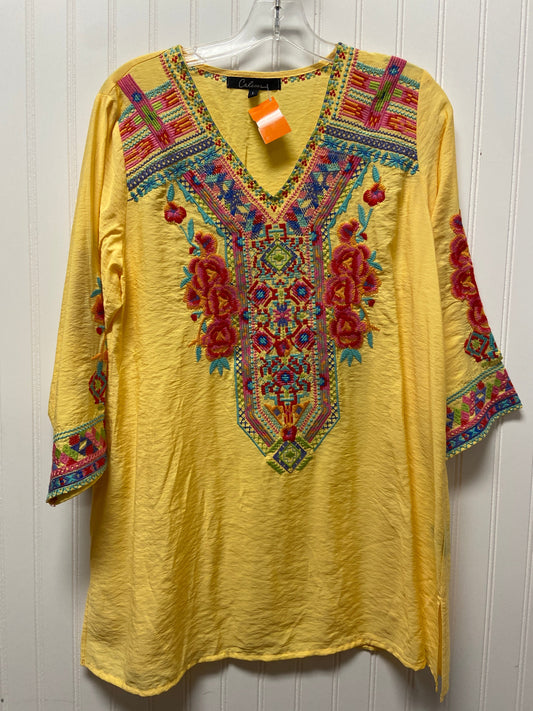 Yellow Tunic 3/4 Sleeve Calessa, Size L