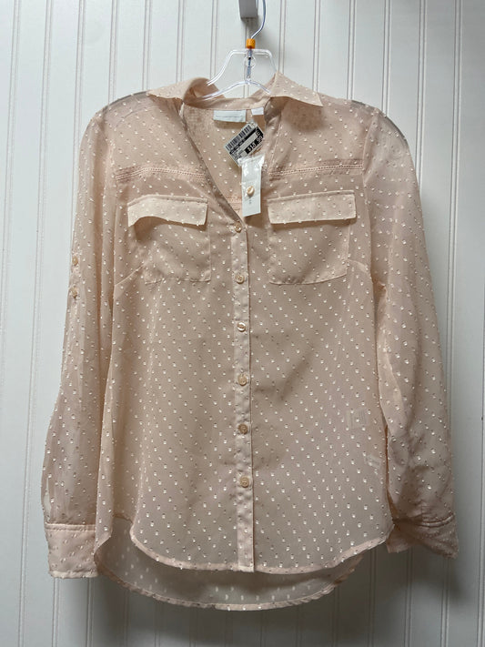 Pink Blouse Long Sleeve New York And Co, Size Xs