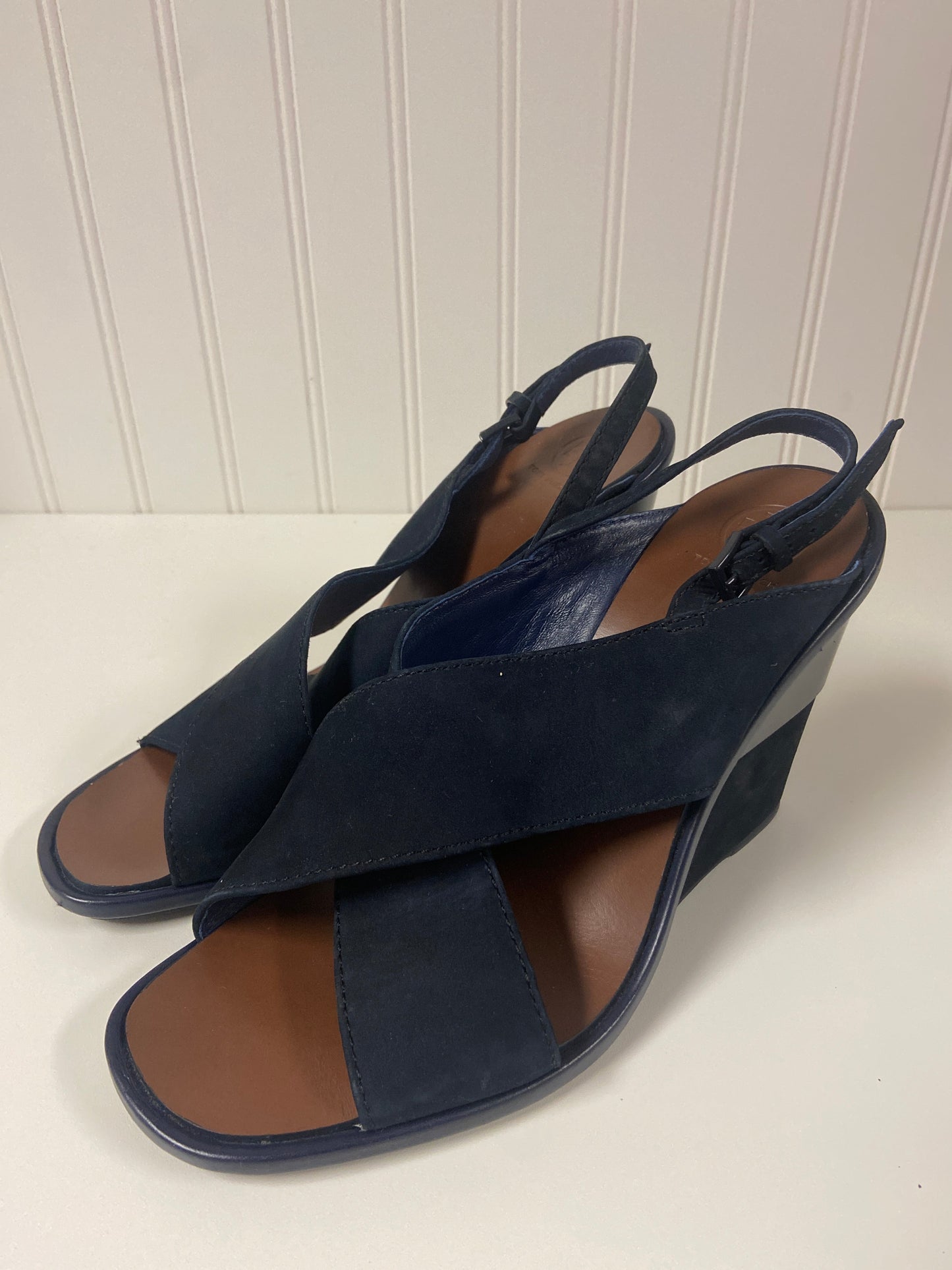 Navy Sandals Designer Tory Burch, Size 8.5