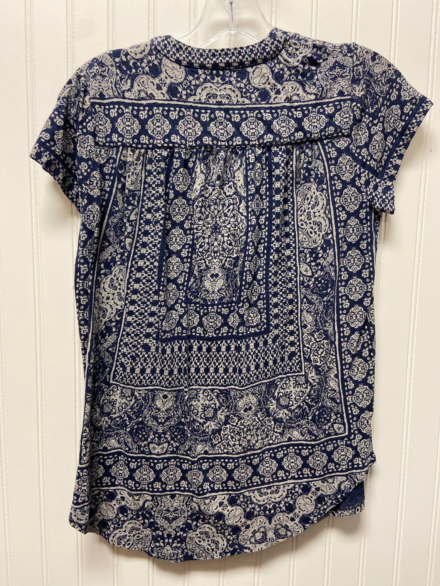 Top Short Sleeve By Lucky Brand In Blue & Grey, Size: S