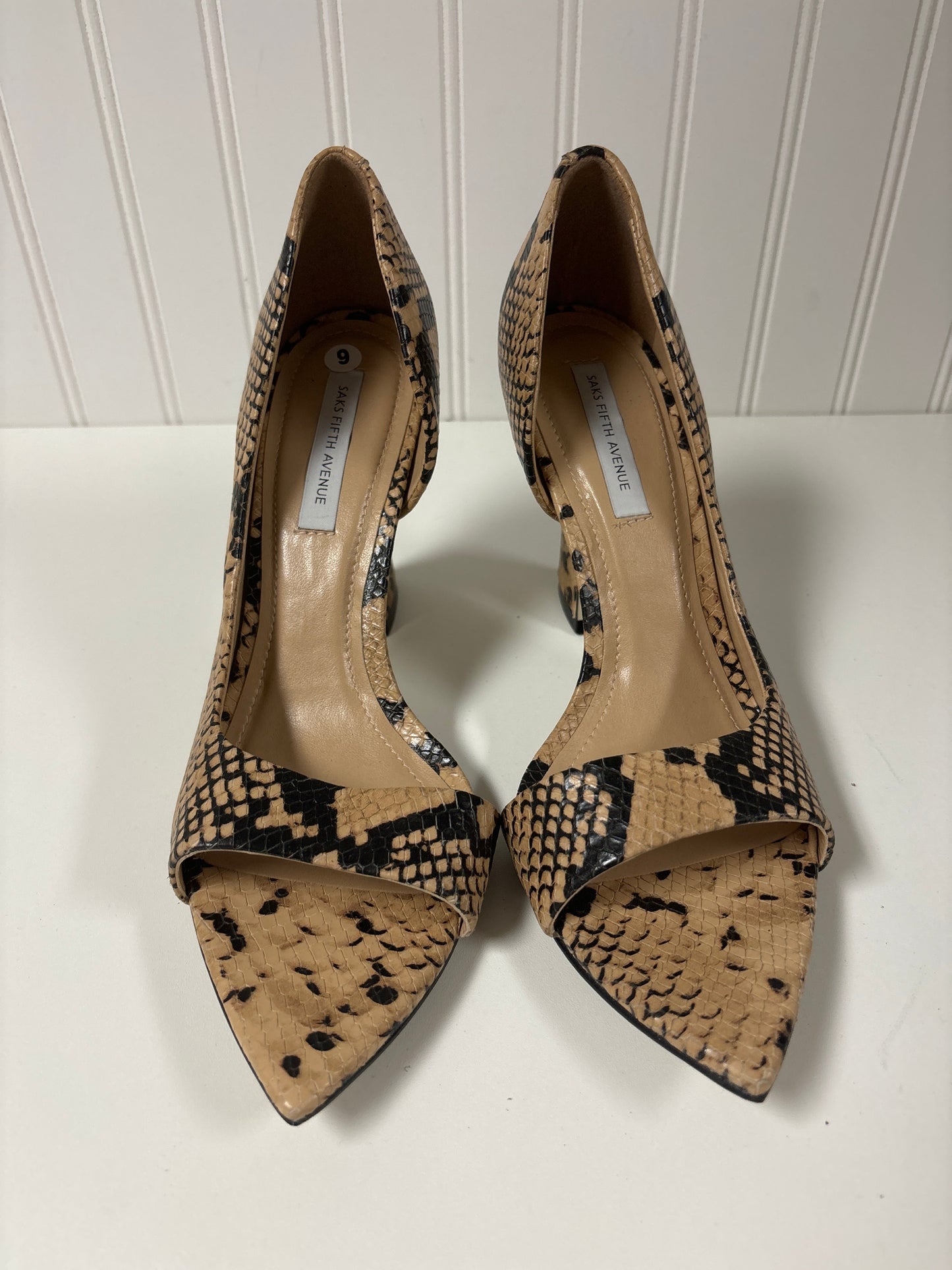 Snakeskin Print Sandals Heels Stiletto Saks Fifth Avenue, Size 9