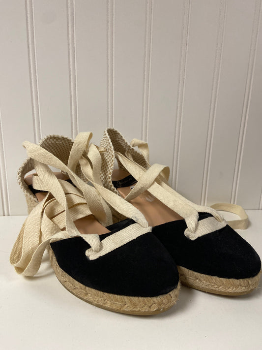 Black & Tan Sandals Heels Wedge Clothes Mentor, Size 7.5