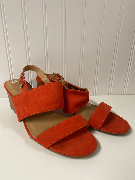 Orange Sandals Heels Block Clothes Mentor, Size 10