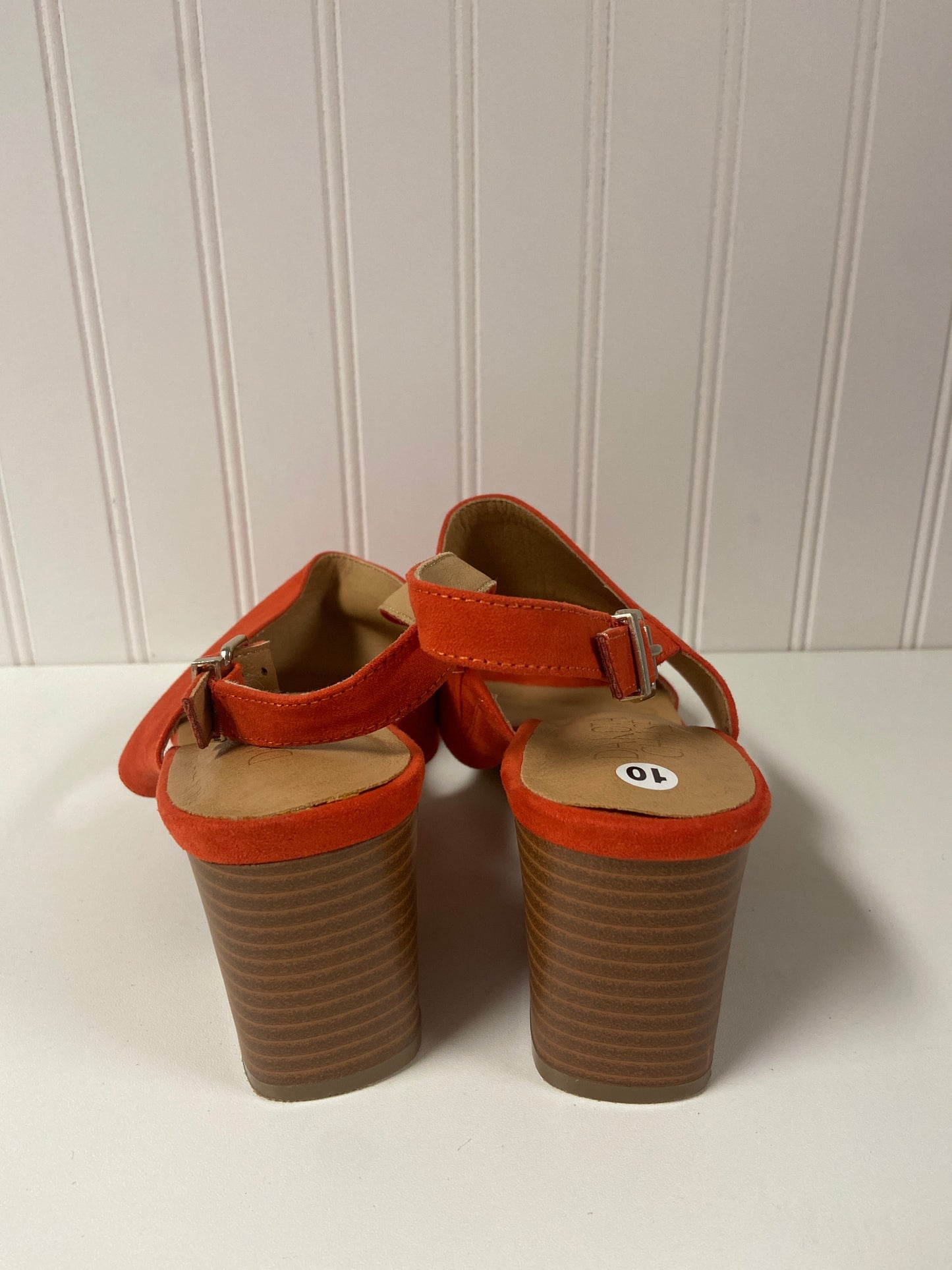 Orange Sandals Heels Block Clothes Mentor, Size 10