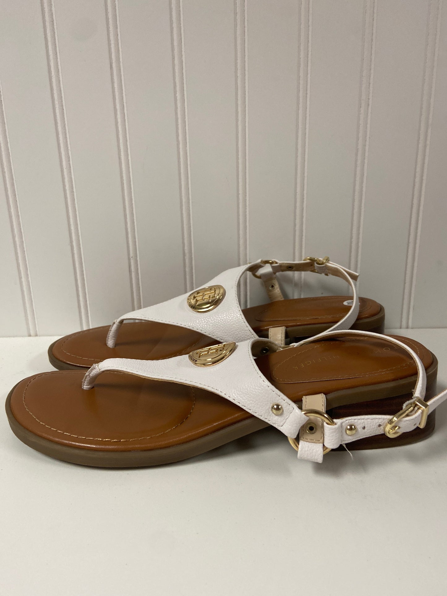 White Sandals Heels Block Tommy Hilfiger, Size 10