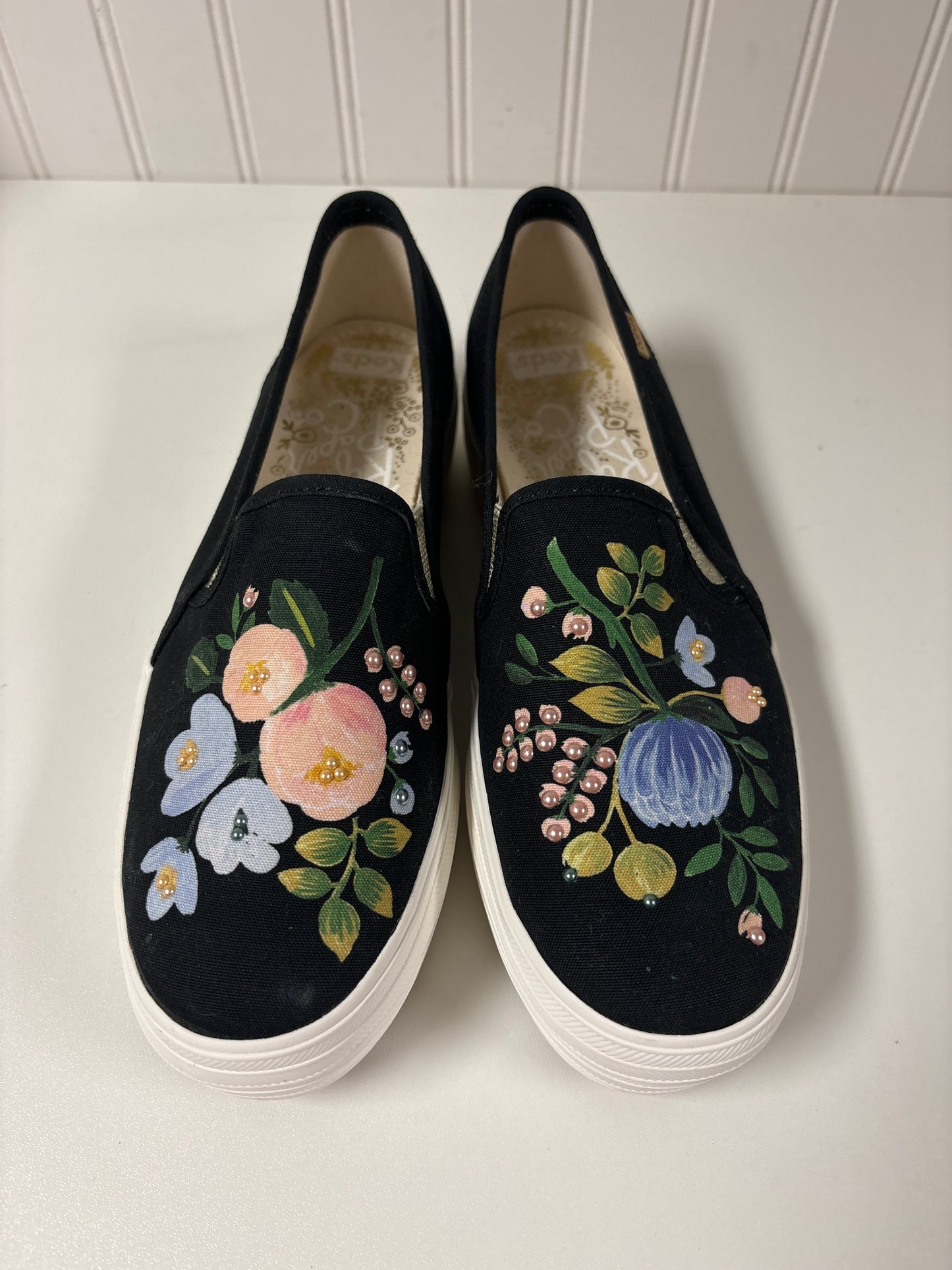 Black Shoes Flats Keds, Size 7.5