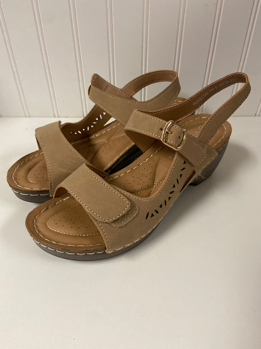 Sandals Heels Wedge By Spring Step In Tan, Size: 9