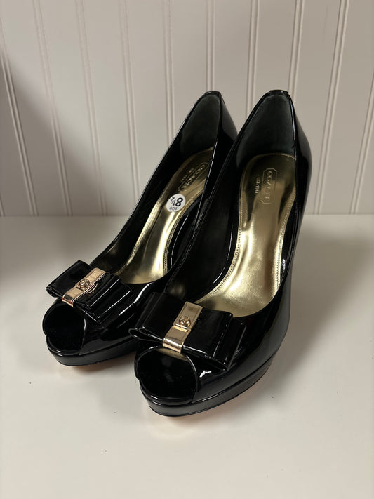 Black & Gold Sandals Designer Coach, Size 8.5