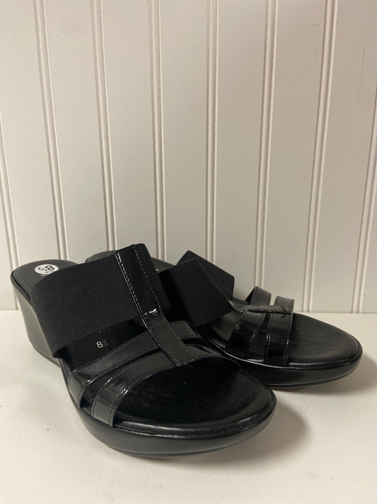 Black Sandals Heels Wedge Italian Shoemakers, Size 8.5