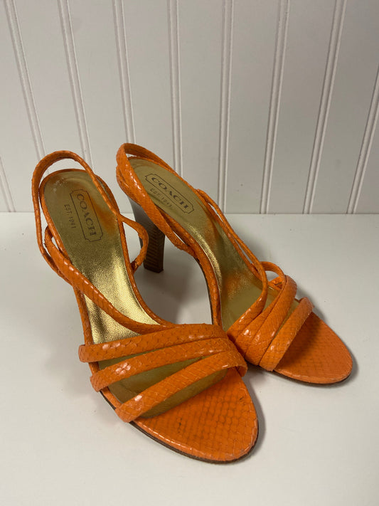 Sandals Designer By Coach In Orange, Size: 7