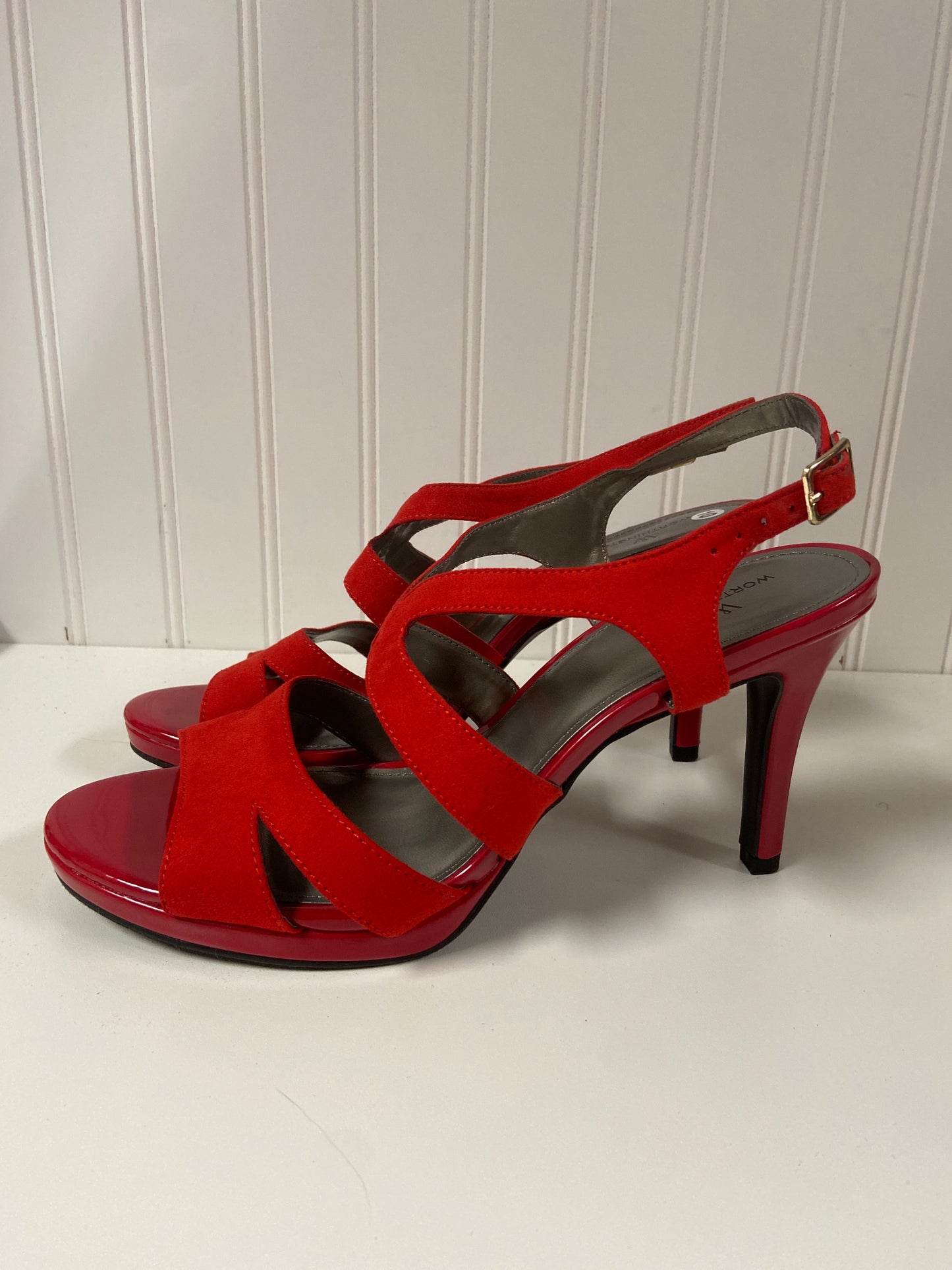 Sandals Heels Stiletto By Worthington In Red, Size: 10