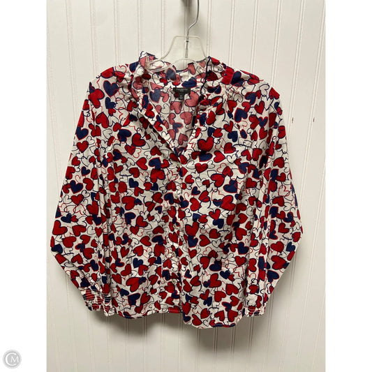 Top Long Sleeve By Talbots In Blue & Red & White, Size: Mp