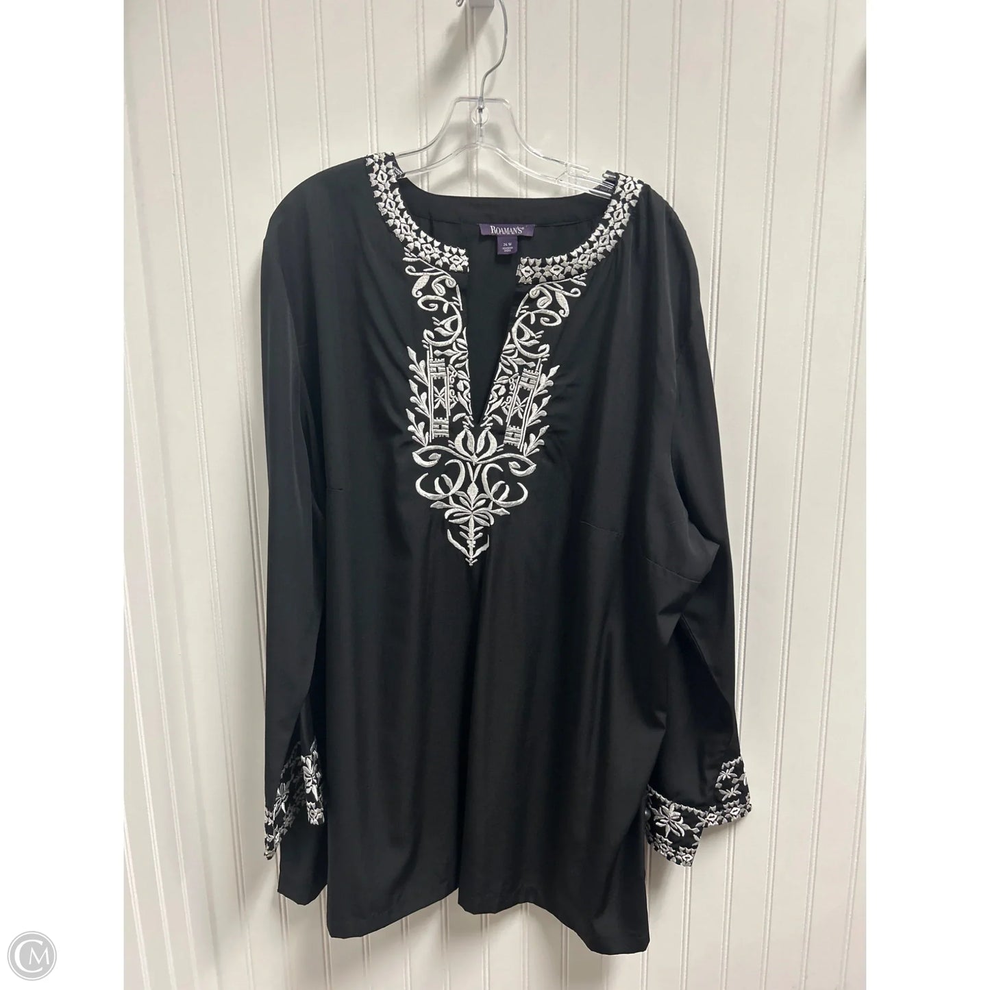 Top Long Sleeve By Romans In Black & White, Size: 4x