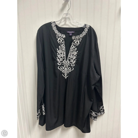 Top Long Sleeve By Romans In Black & White, Size: 4x