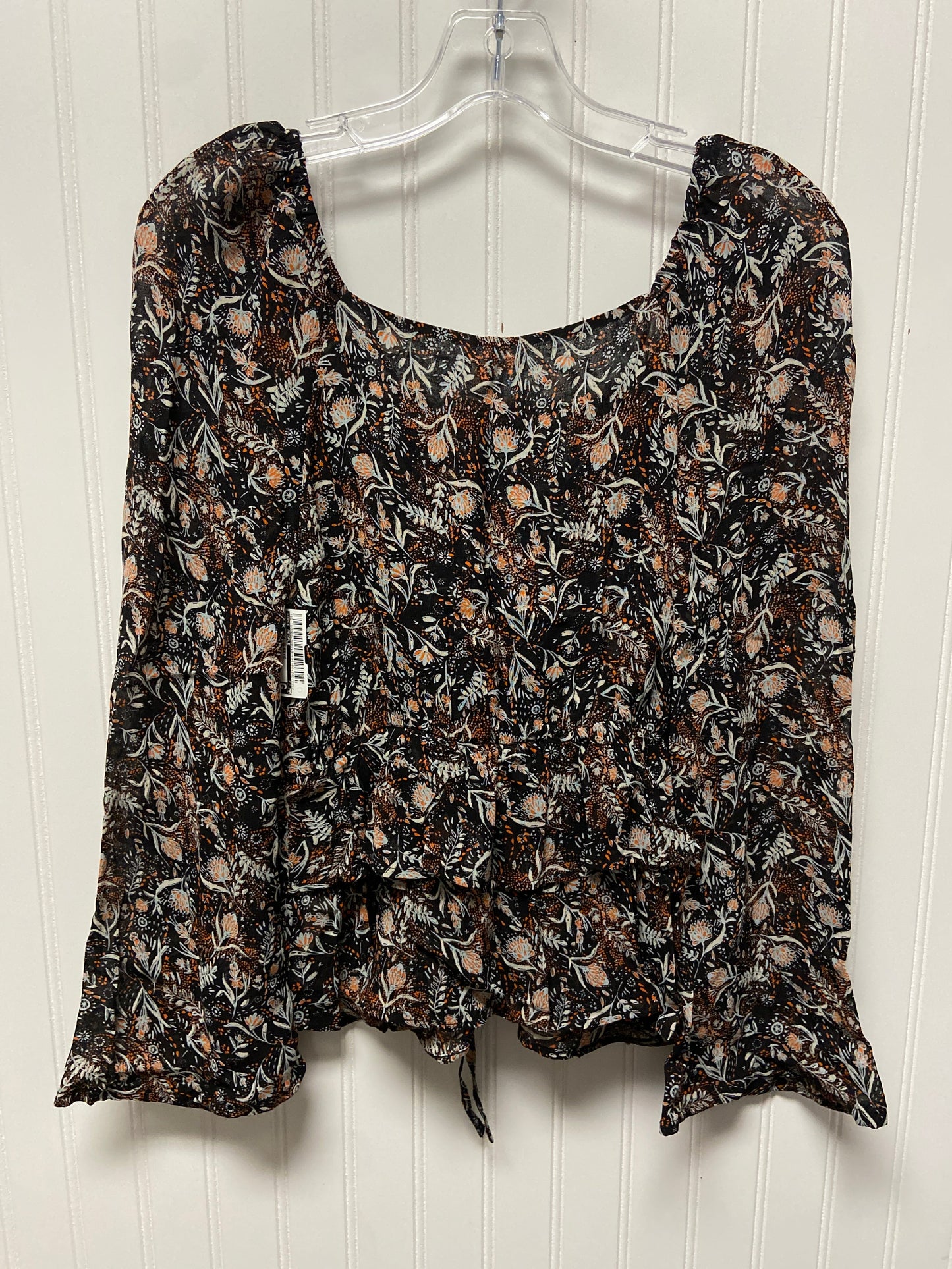 Black & Orange Blouse 3/4 Sleeve Free People, Size Xs