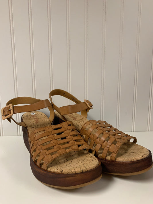 Brown Sandals Heels Wedge Korks, Size 11