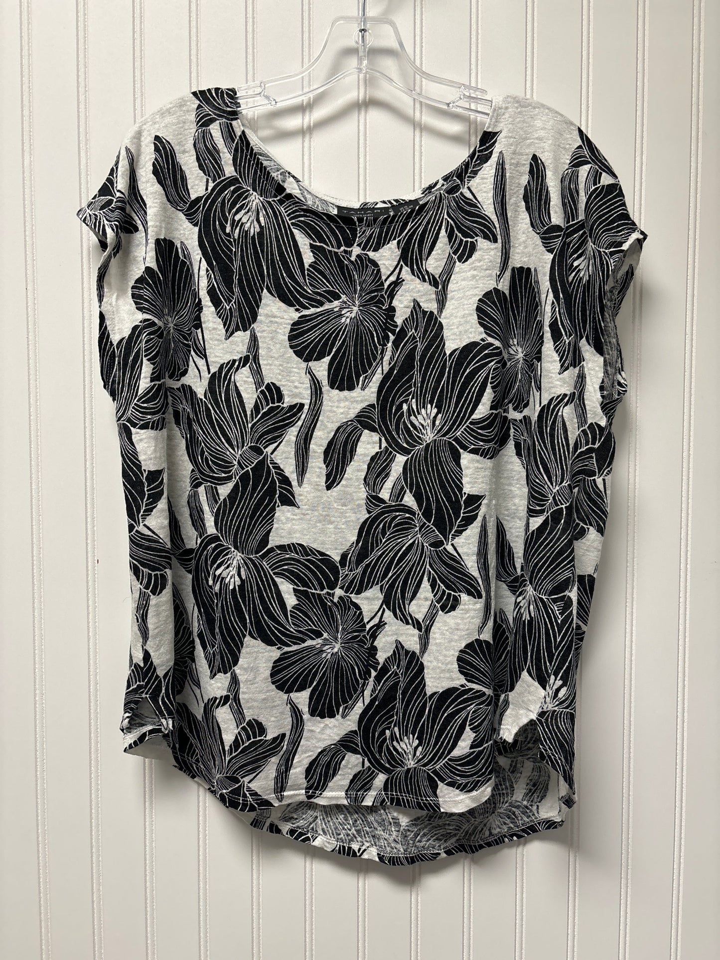 Top Short Sleeve By Tahari By Arthur Levine In Black & White, Size: Xl