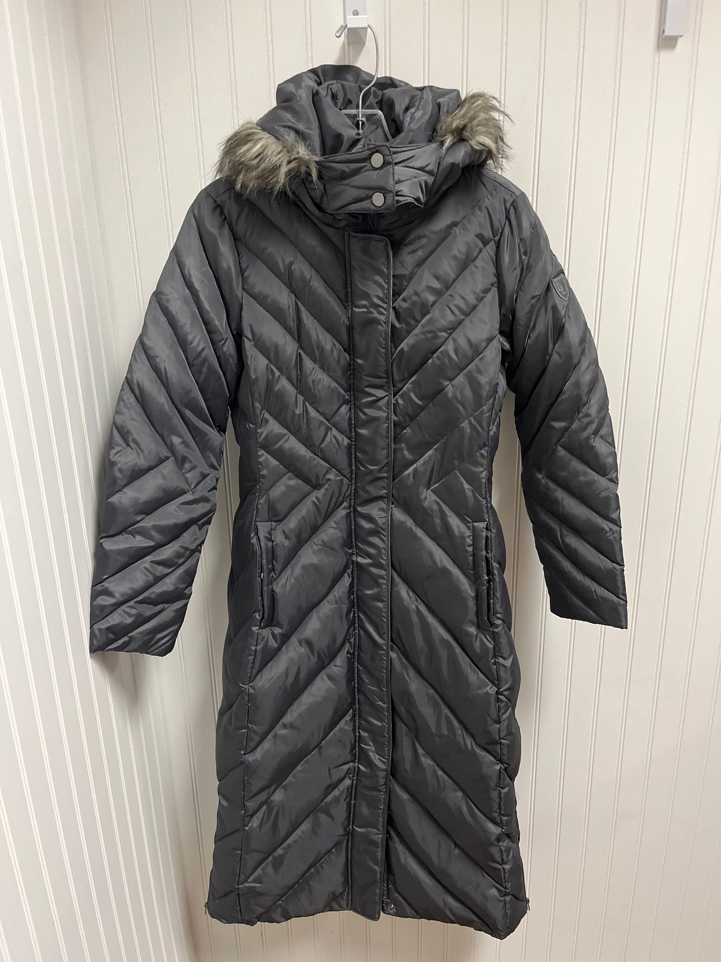 Coat Parka By Larry Levine In Grey, Size: S