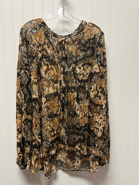 Top Long Sleeve By Free People In Black & Orange, Size: L