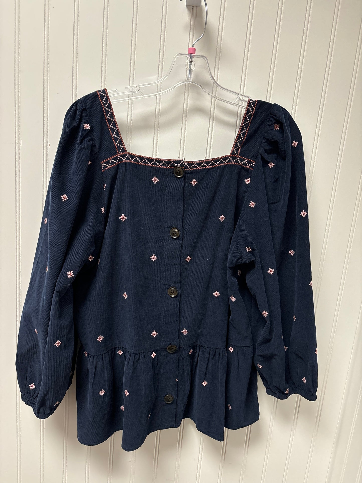 Top Long Sleeve By Madewell In Navy, Size: L