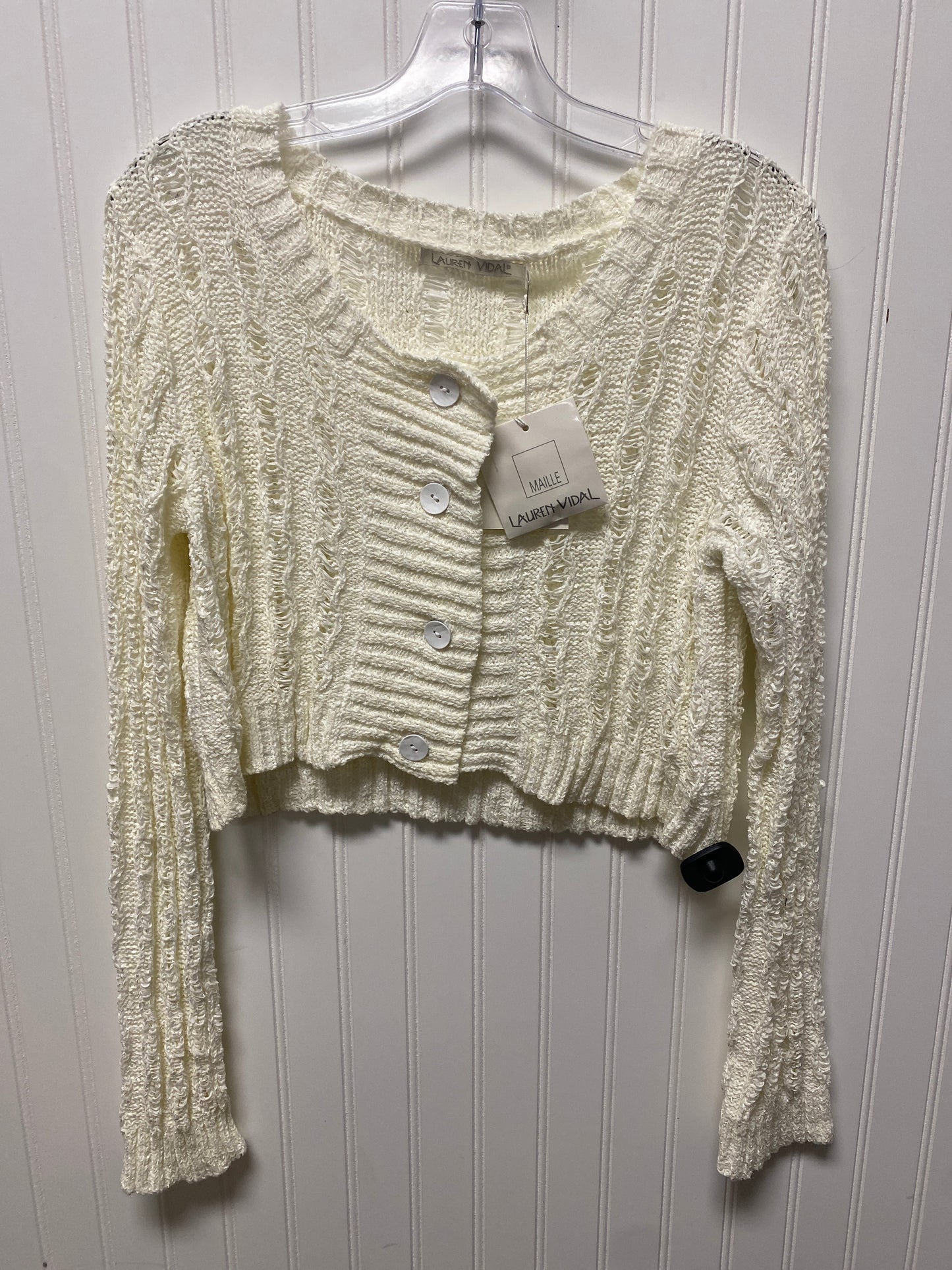 Sweater Cardigan By Clothes Mentor In Cream, Size: S