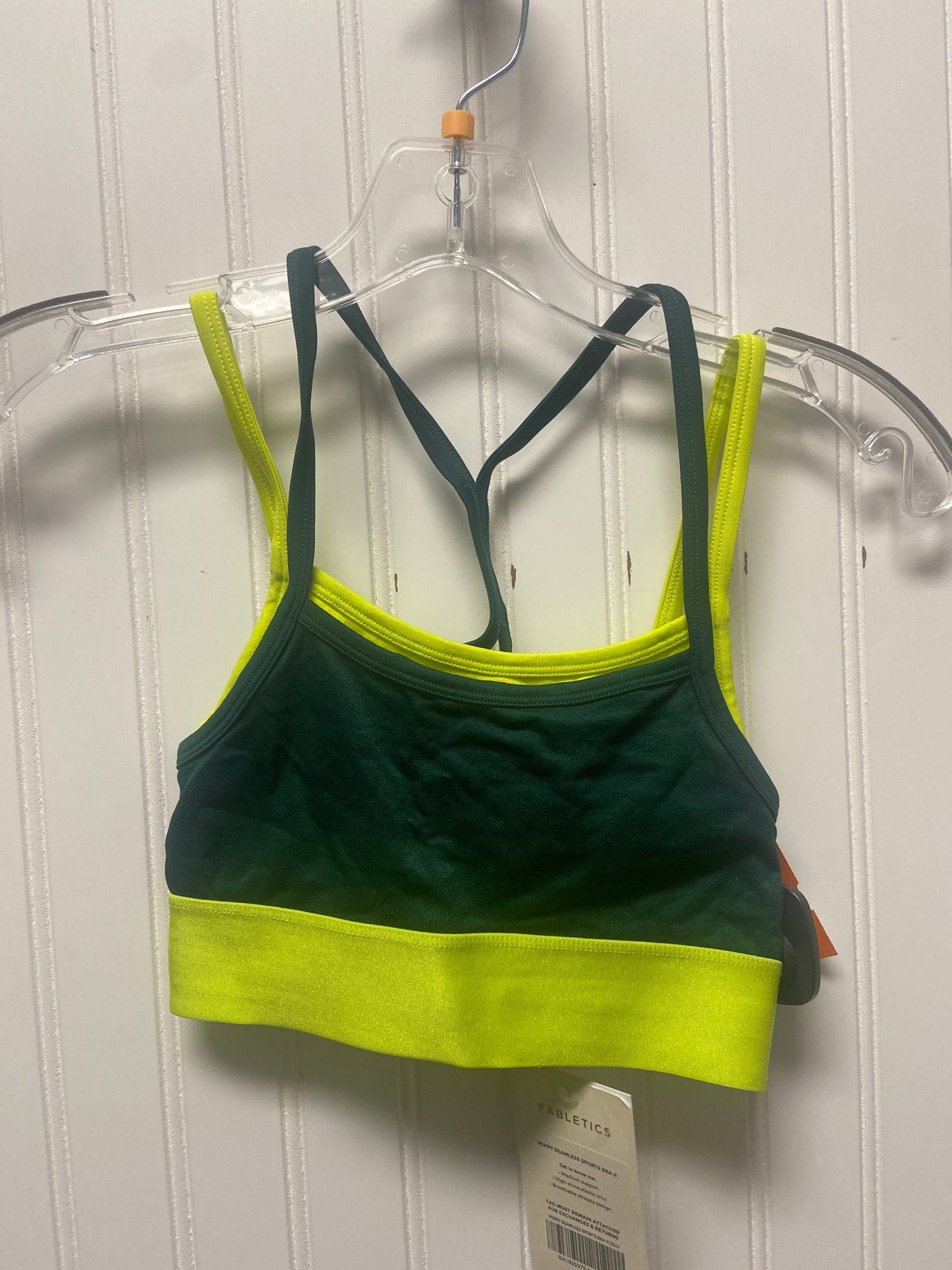 Athletic Bra By Fabletics In Green & Yellow, Size: Xs