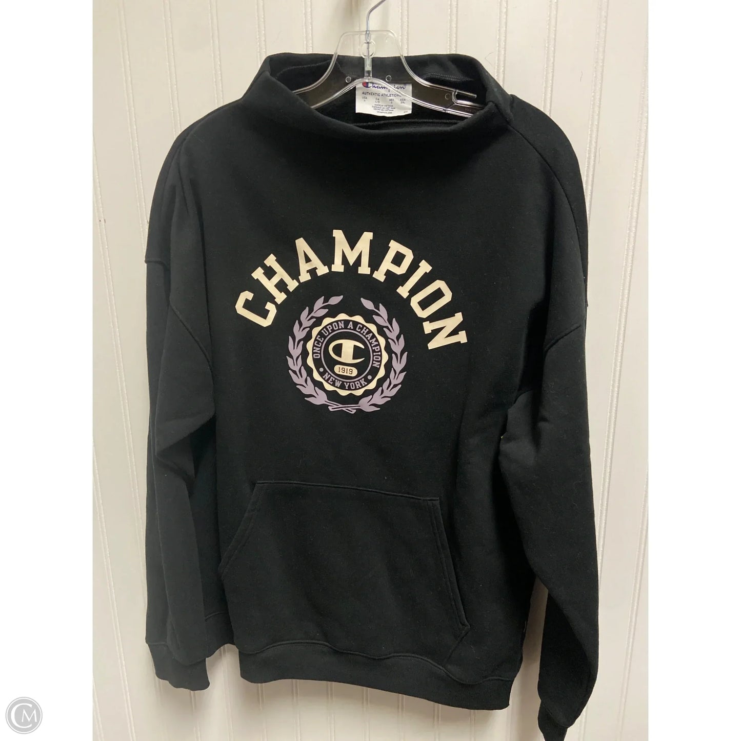 Sweatshirt Collar By Champion In Black, Size: L