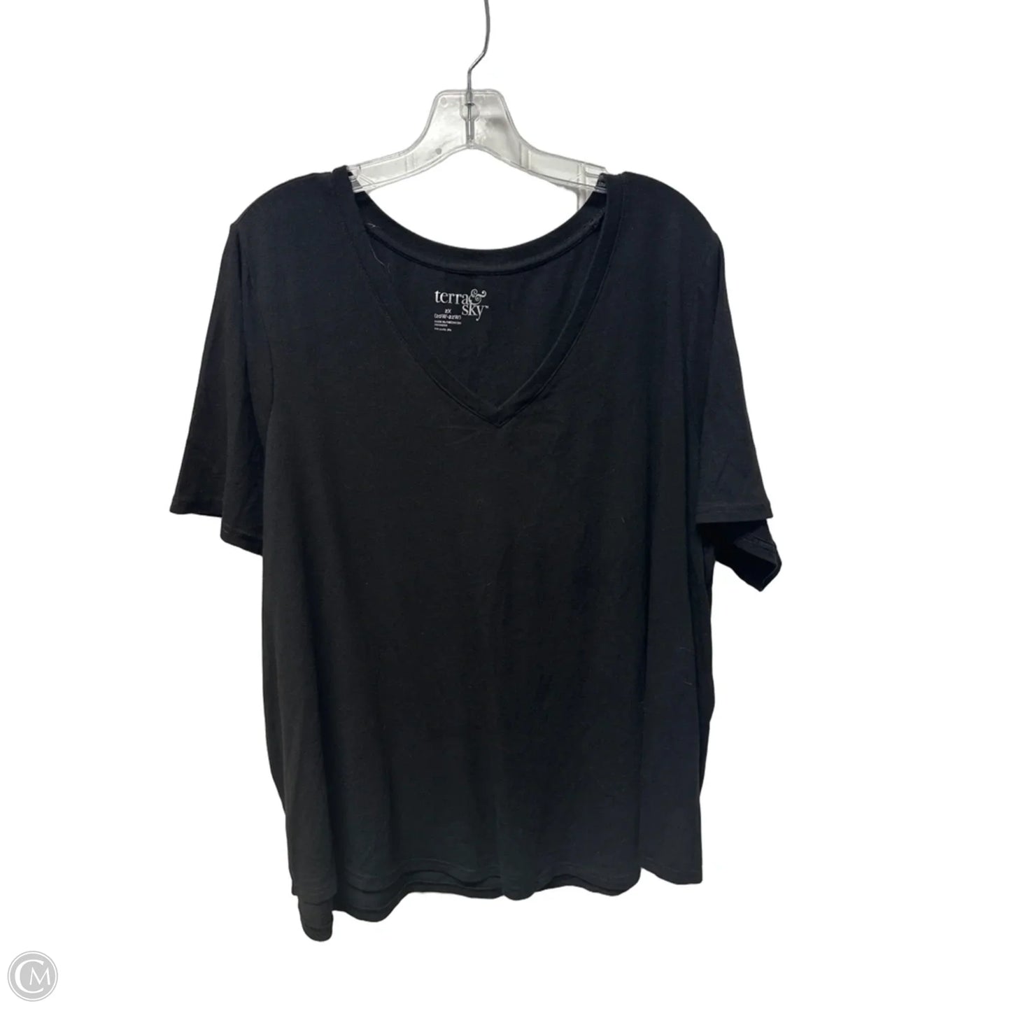 Top Short Sleeve By Terra & Sky In Black, Size: 2x