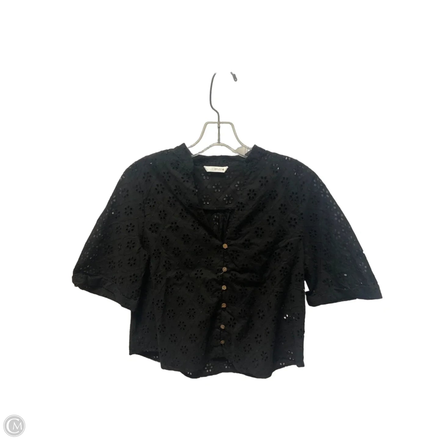 Top Short Sleeve By Zara In Black, Size: S