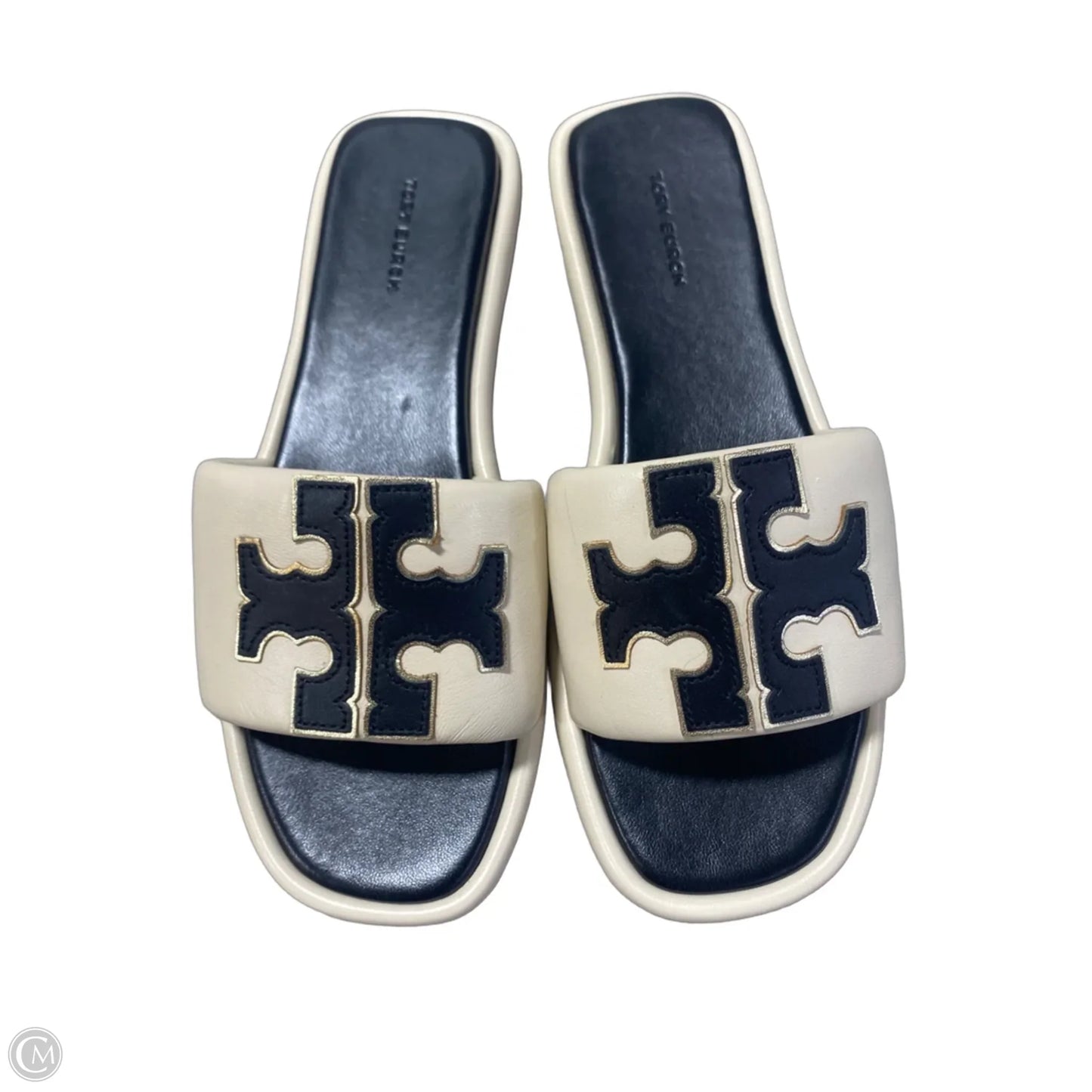 Sandals Designer By Tory Burch In Black & Cream, Size: 8
