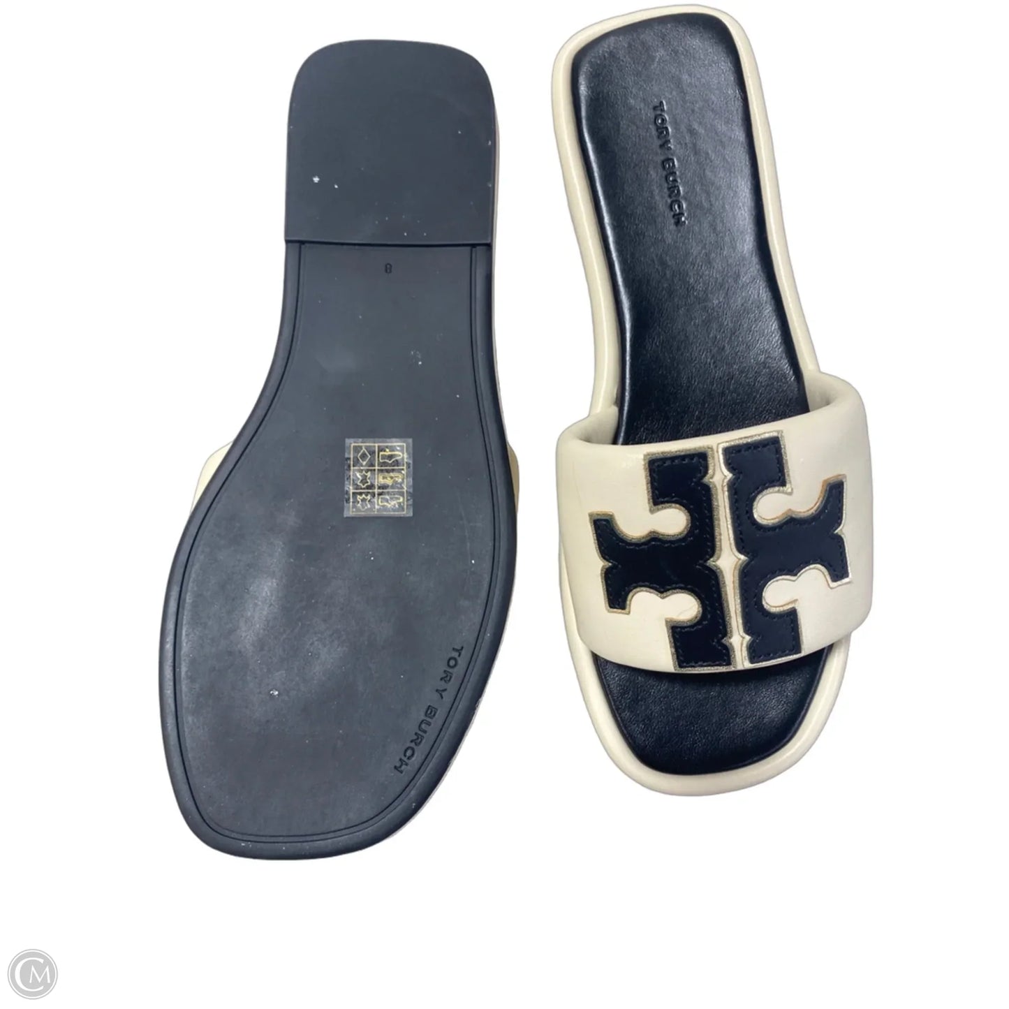 Sandals Designer By Tory Burch In Black & Cream, Size: 8