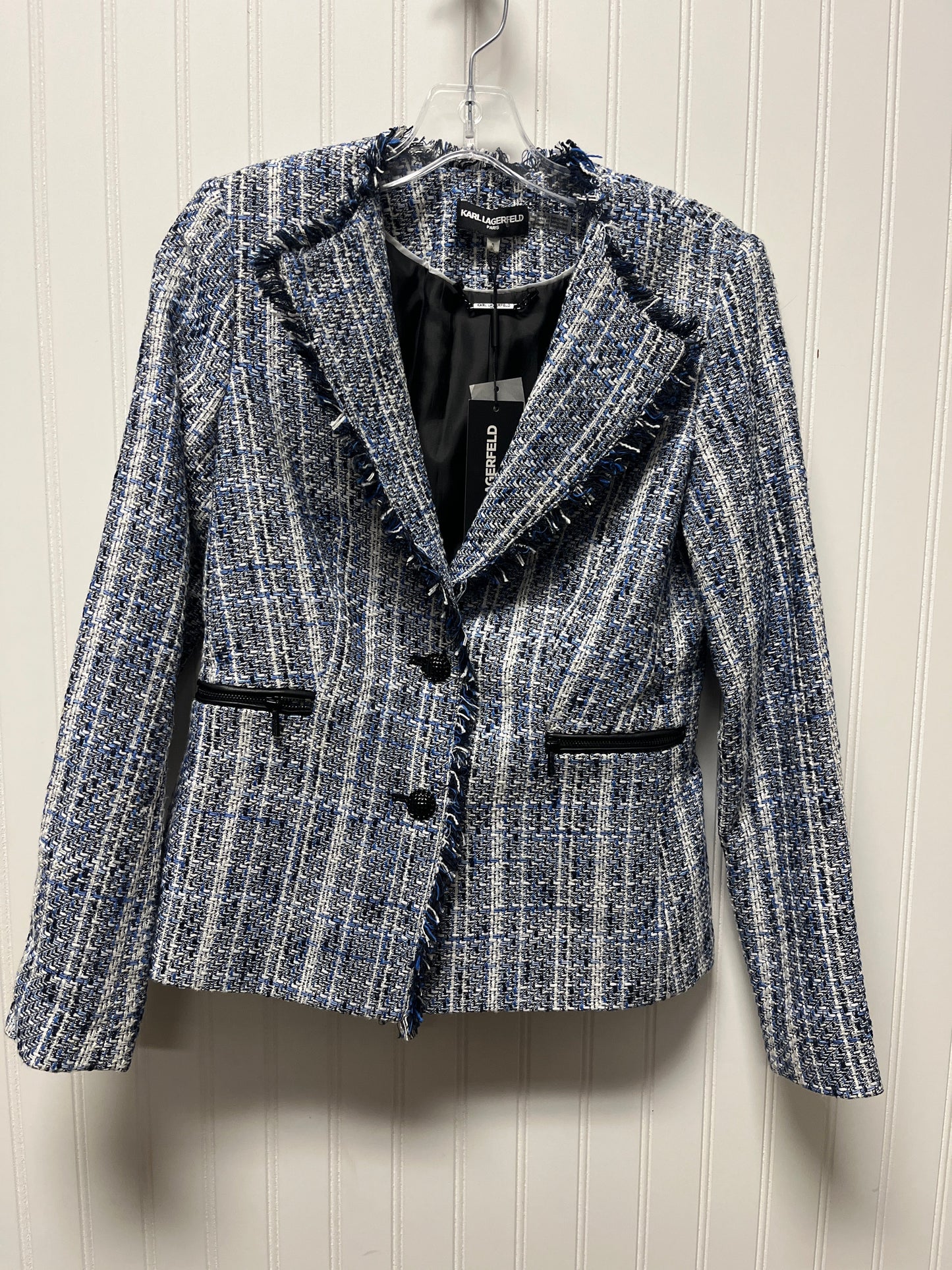 Blazer Designer By Karl Lagerfeld In Blue, Size: Xs