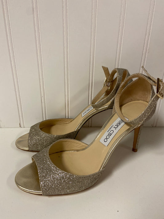 Shoes Luxury Designer By Jimmy Choo In Gold, Size: 8