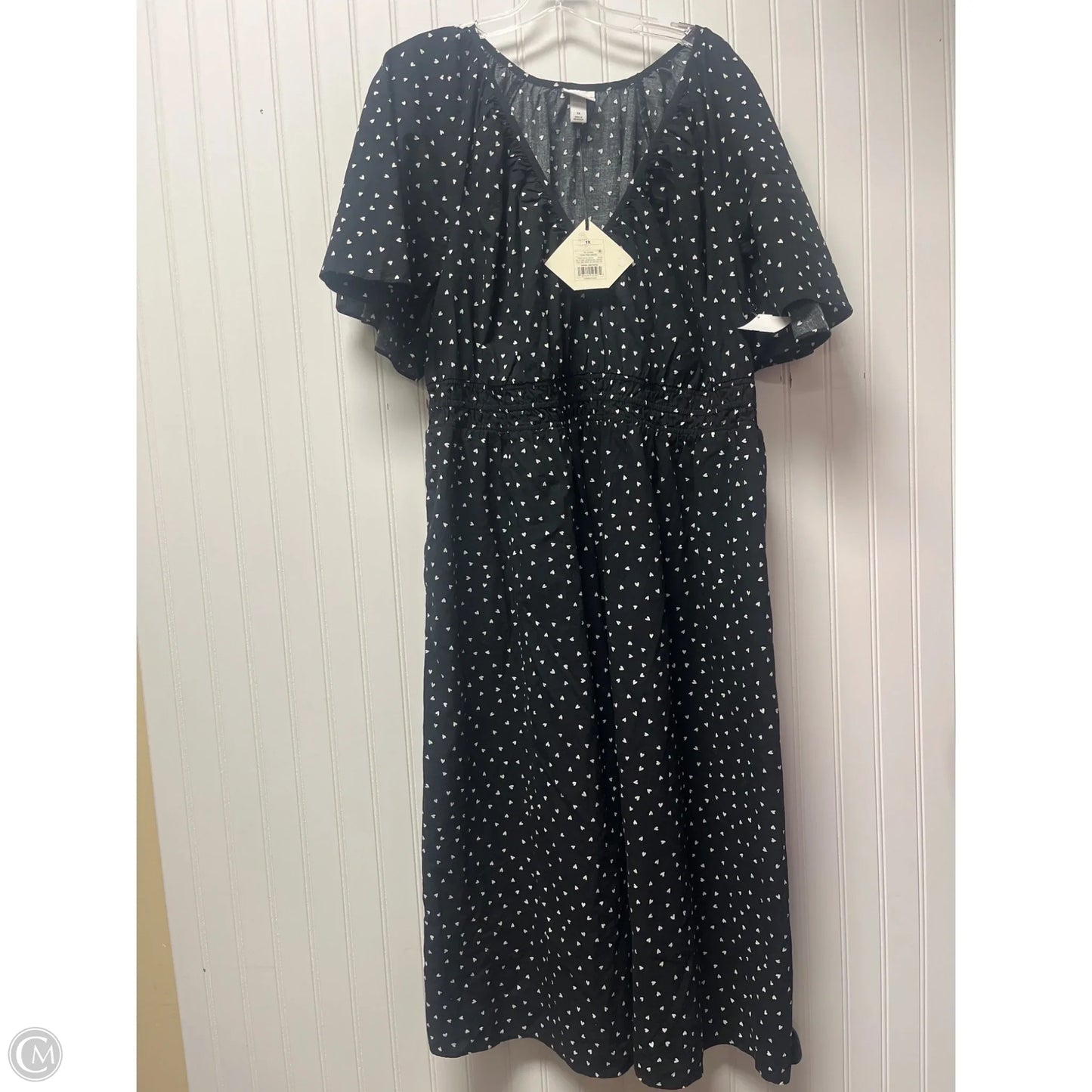 Dress Casual Midi By Ava & Viv In Polkadot Pattern, Size: 1x