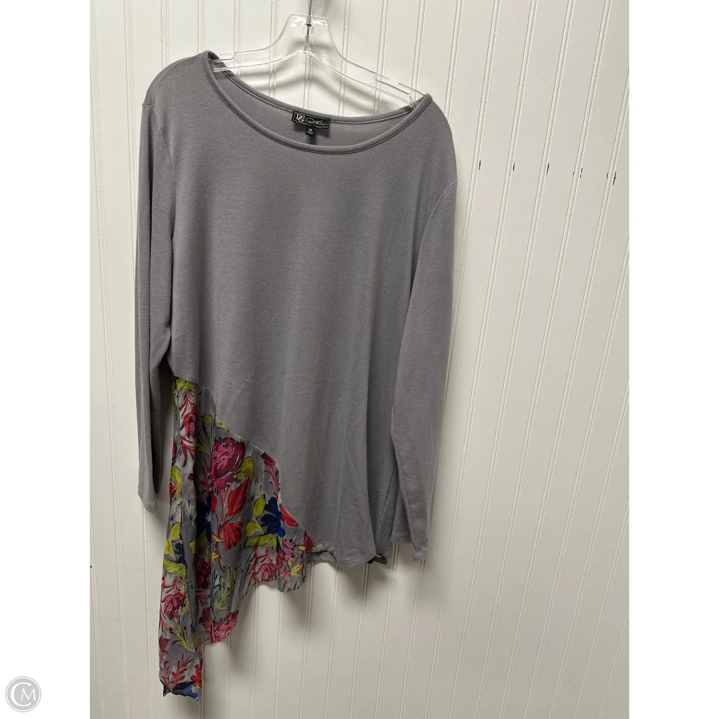 Tunic Long Sleeve By Dg2 In Grey, Size: 1x