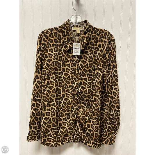 Top Long Sleeve By Michael By Michael Kors In Animal Print, Size: L