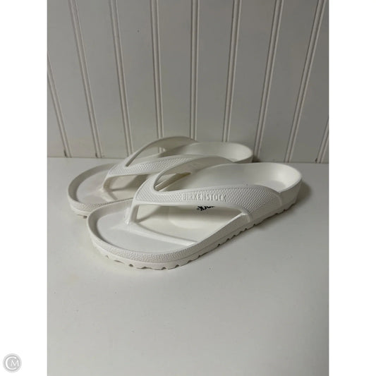 Sandals Flip Flops By Birkenstock In White, Size: 7.5